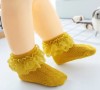 Sosetele galben mustar cu model din tesatura si danteluta (Marime Disponibila:, Superbaby