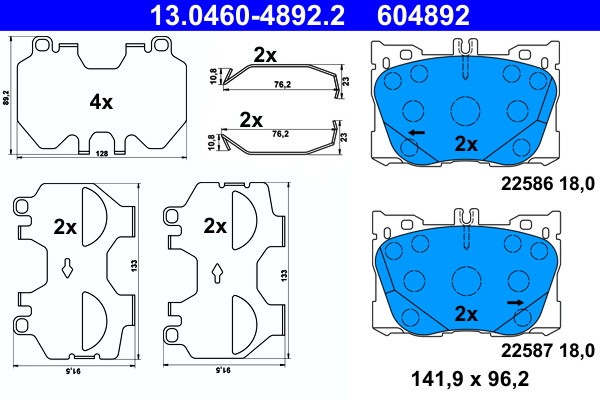 ATE 13.0460-4892.2 set placute frana,frana disc