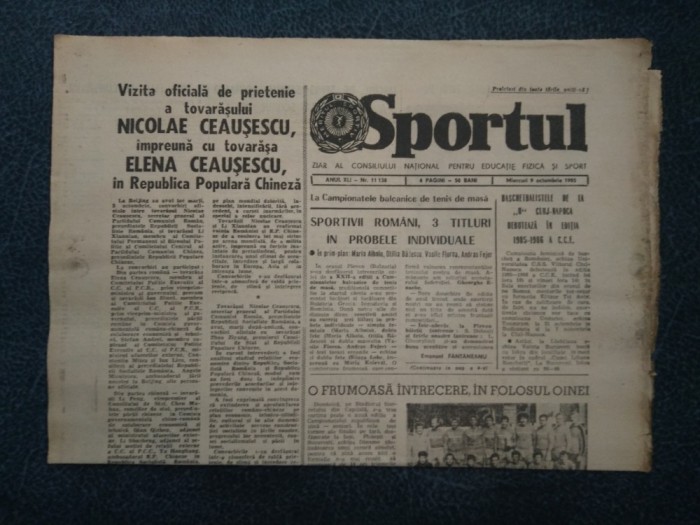 ZIARUL SPORTUL 9 OCTOMBRIE 1985