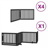 Cumpara ieftin Poarta caini pliabila cu usa 12 panouri negru 960 cm, lemn plop