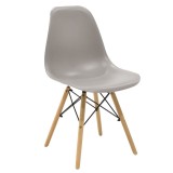 Cumpara ieftin Scaun Julita plastic gri - picior culoare lemn natural 46x50x82cm