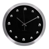 Cumpara ieftin Ceas perete rama aluminiu argintiu negru 40 cm