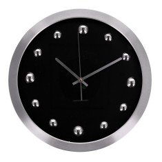Ceas perete rama aluminiu argintiu negru 40 cm