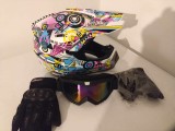 Cumpara ieftin Set casca enduro+Ochelari+Manusi+Cagula marimea S(55-56 cm)