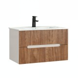 Cumpara ieftin Trent 80 dulap de baie inferior cu chiuvetă ceramică (2 sertare) stejar alb-sunset