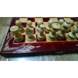 Set sah 32x32cm din lemn fag table joc de dame piese de sah rosu