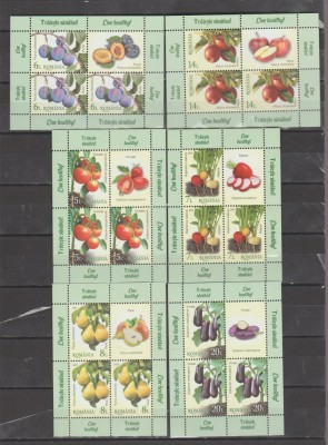 ROMANIA 2025 TRAIESTE SANATOS - LEGUME SI FRUCTE Minicoli cu 3 timbre LP.2498mc foto