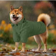 Pelerina de ploaie cu gluga pentru caini Navaris, impermeabila, M, verde, NAV000039UR006C