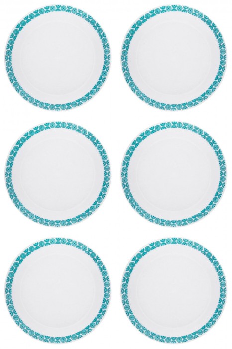 Set Farfurii 6 piese, Intinse Frosty cu Model Vernil, diametru 27 cm