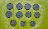 G521-Lot 11 Monede 20+5+2 Lei 1942-43 Mihai 1, uzate, stare acceptabila. Contine: 6 bucati de 20 Lei, 3 de 5 Lei si 2 de 2 Lei.