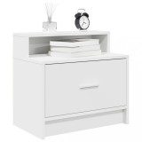 Set 2 Noptiere vidaXL Albe cu Sertar, 51x31x47 cm, Lemn prelucrat, Depozitare dormitor