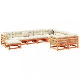 VidaXL Set canapele grădină cu perne, 10 piese, maro lemn masiv de pin 3299641