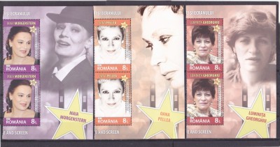 STELE ALE SCENEI SI ECRANULUI,CU MANSETA ,2017, MNH ** , ROMANIA. foto