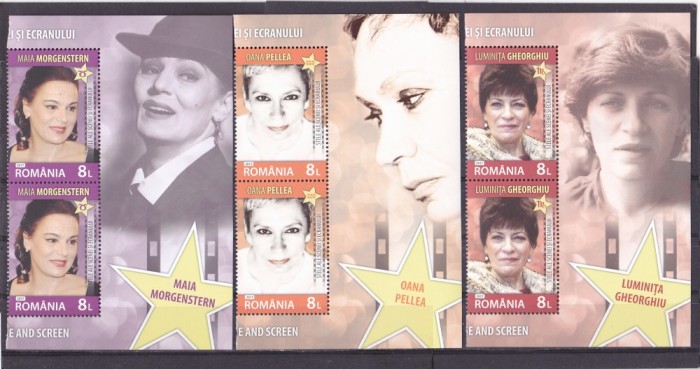 STELE ALE SCENEI SI ECRANULUI,CU MANSETA ,2017, MNH ** , ROMANIA.