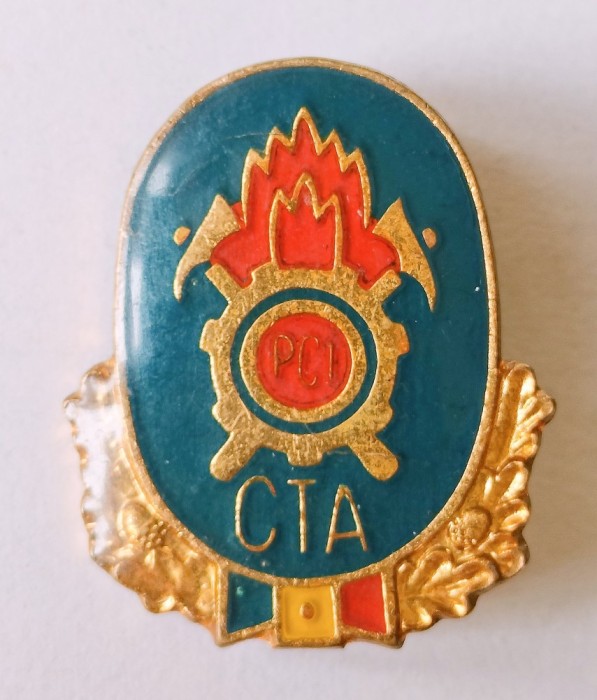 INSIGNA CTA POMPIERI 26/21 MM VARIANTA MICA CENTRU TEHNICO APLICATIV CULOARE ALBASTRU INCHIS EMAIL RECE ( CITITI DESCRIEREA )