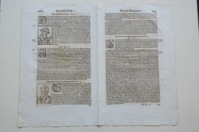 Sebastian M&amp;uuml;nster 2 pagini din Cosmographia 1544-1628 foto