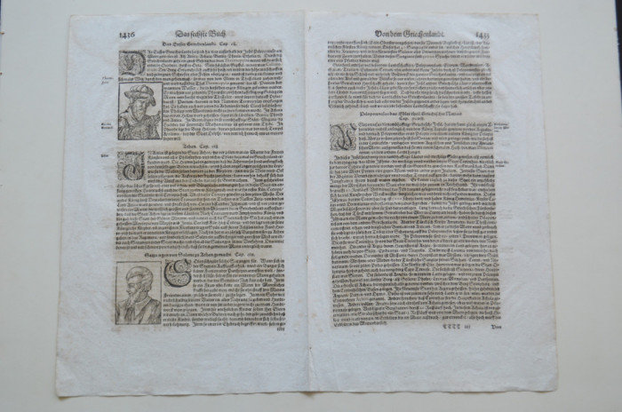 Sebastian M&uuml;nster 2 pagini din Cosmographia 1544-1628