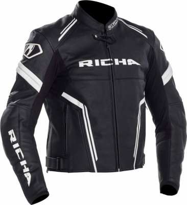 Geaca Piele Moto Richa Assen Jacket Long, Negru/Alb, Marime 56 foto