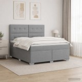 Cumpara ieftin Pat boxspring cu saltea Gri deschis 160 x 200 cm Tesatura