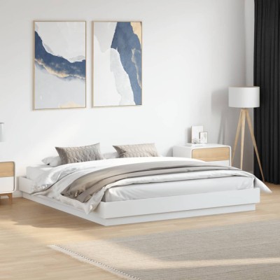vidaXL Cadru de pat cu lumini LED, alb, 200x200 cm 3209765 foto