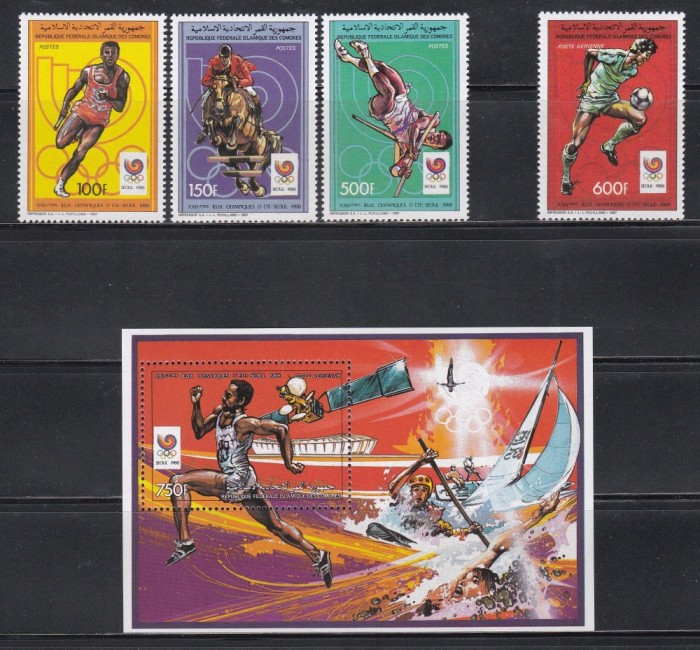 Comore 1988 - Jocurile Olimpice &ndash; Seul, Serie + PA + Colita, MNH