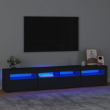 Dulap TV cu lumini LED, negru, 210x35x40 cm GartenMobel Dekor, vidaXL