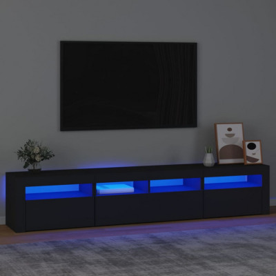 vidaXL Dulap TV cu lumini LED, negru, 210x35x40 cm foto