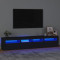 Dulap TV cu lumini LED, negru, 210x35x40 cm GartenMobel Dekor