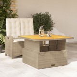 VidaXL Set mobilier de grădină, 2 piese, cu perne, bej, poliratan