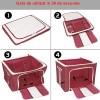 Cutie de Depozitare Pliabila, Flippy, cu Fermoar, 100 L, Textil, 60x42x40 cm, O Fereastra, Cadru Metalic, Suport Baza Stabil din Plastic, imprimeu pun