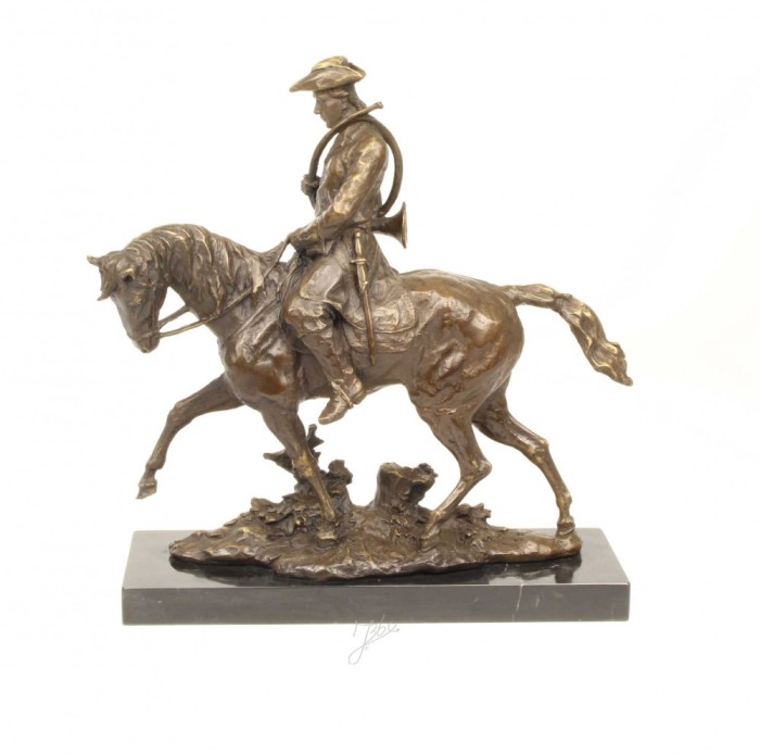 Ludovic al XV-lea călare-statueta din bronz pe un soclu din marmura YY-67