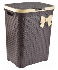 Cos de rufe din plastic tip rattan 63l maro dimensiune: foto