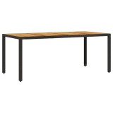 Cumpara ieftin Masa gradina, blat din lemn acacia negru 190x90x75 cm poliratan