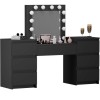 Masa de toaleta/machiaj, negru, cu oglinda si LED-uri, Silvia, 155x42x135 cm GartenVIP DiyLine, Artool