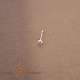 Piercing pentru nas din argint cu cristal zirconia roz - realizat in Thailanda