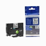 Ribon Banda Laminata negru pe alb Brother TZe-221 TZe221 9mm X 8m