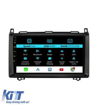 Navigatie Dedicata Mercedes Vito Sprinter Viano B200 A B Class (2005-2012) , 9Inch, 2Gb Ram, 64Gb Stocare, Carplay Performance AutoTuning foto