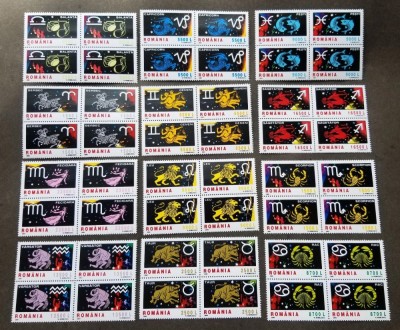 Romania MNH 2001 / 2002 - Semnele zodiacului I + II - LP 1574 X4 + LP 1576 X4 foto