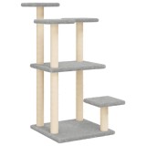 Stalpi zgariat pentru pisici cu platforme, gri deschis, 98,5 cm