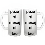 Set 2 halbe de bere personalizate cu poza si text , Cadou original