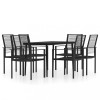 Set de servit masa pentru gradina, 7 piese, negru
