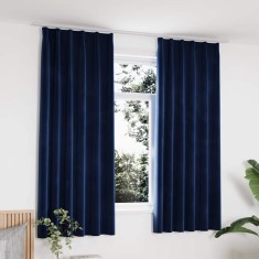 vidaXL Draperii opace cu c&acirc;rlige, 2 buc, albastru, 140x175 cm, catifea 134532