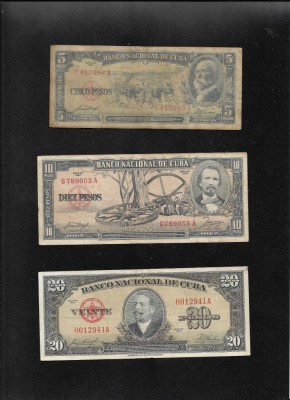 Set Cuba 5 + 10 + 20 pesos 1958 foto