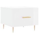 Cumpara ieftin Masuta de cafea, alb extralucios, 50x50x40 cm, lemn compozit