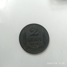 -Y- MONEDA SERBIA 2 DINARA 1942 ( OCUPATIE GERMANA )