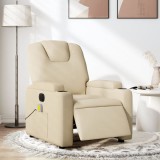 VidaXL Fotoliu electric de masaj rabatabil, crem, textil