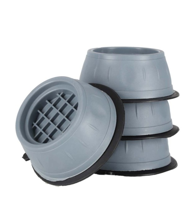 Set 4 tampoane anti-vibrații rotunde, gri, din silicon