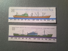 2 Timbre Polonia 1961 - Vapoare , val.1.55z nestamp. , si val.3.40z stampilat