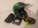 Casca Moto Enduro ATV + Ochelari + Manusi + Cagula, Marimi S-XL, ABS, ECE