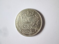 Tunisia 1 Franc 1911 argint,moneda din imagini in stare f.buna cu patina frumoasa,diam=23 mm,greutate=5 grame